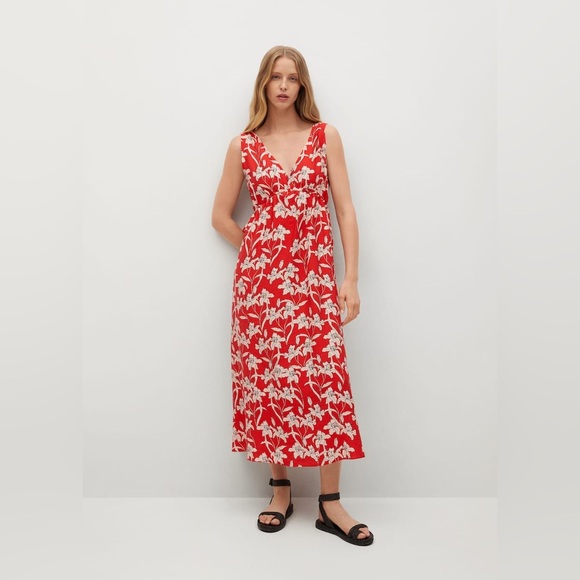 MANGO Printed cut-out detail dress - Picture 1 of 8
